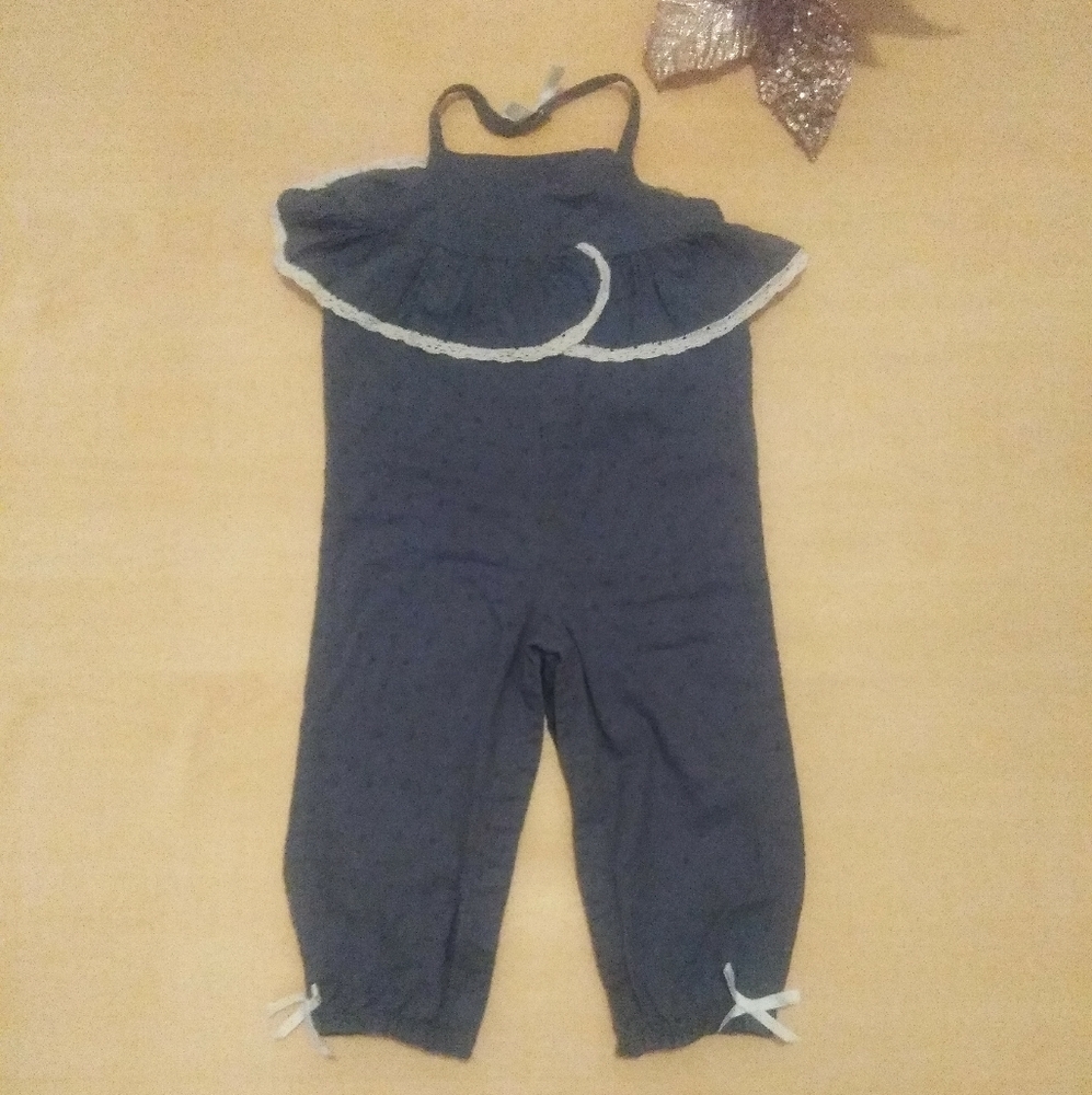 Shabby chic grey summer jumpsuit for girls size 18 month